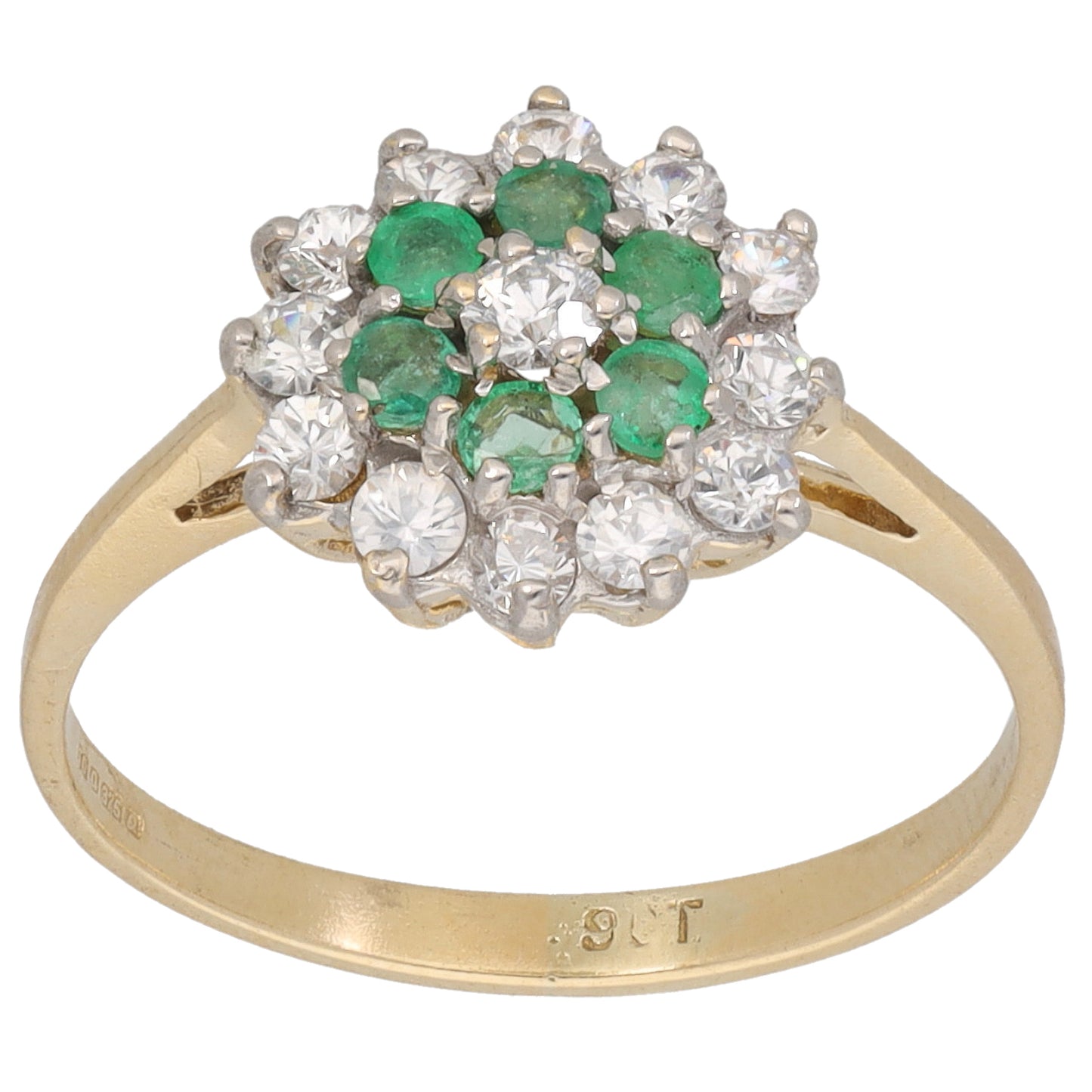 9ct Gold Emerald & Cubic Zirconia Dress/Cocktail Ring Size M
