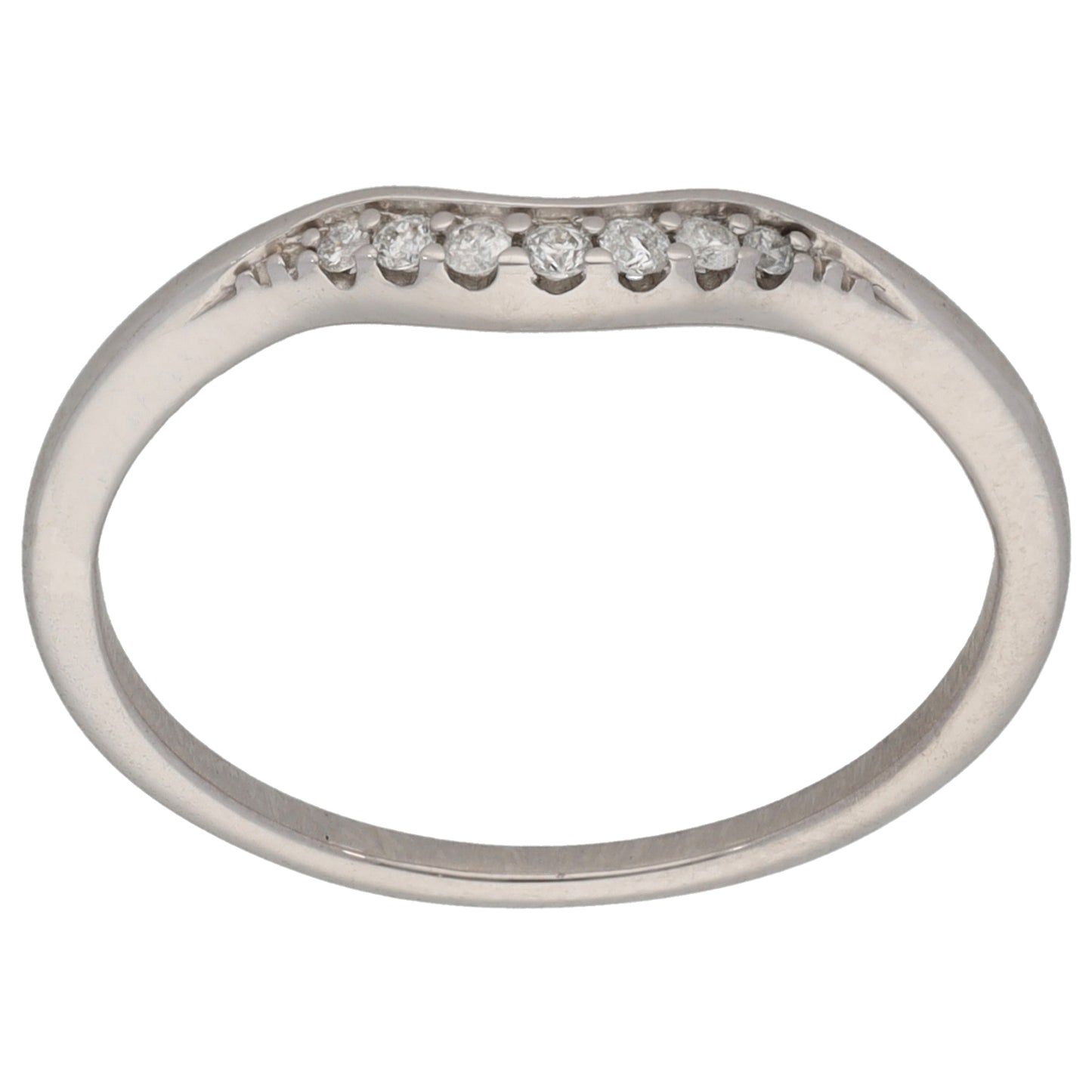 9ct White Gold 0.07ct Diamond Wishbone Ring Size R