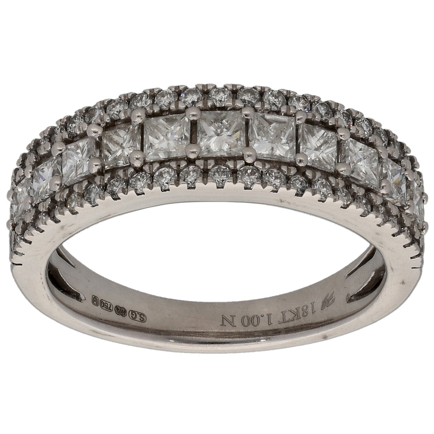 18ct White Gold 0.07ct Diamond Half Eternity Ring Size M
