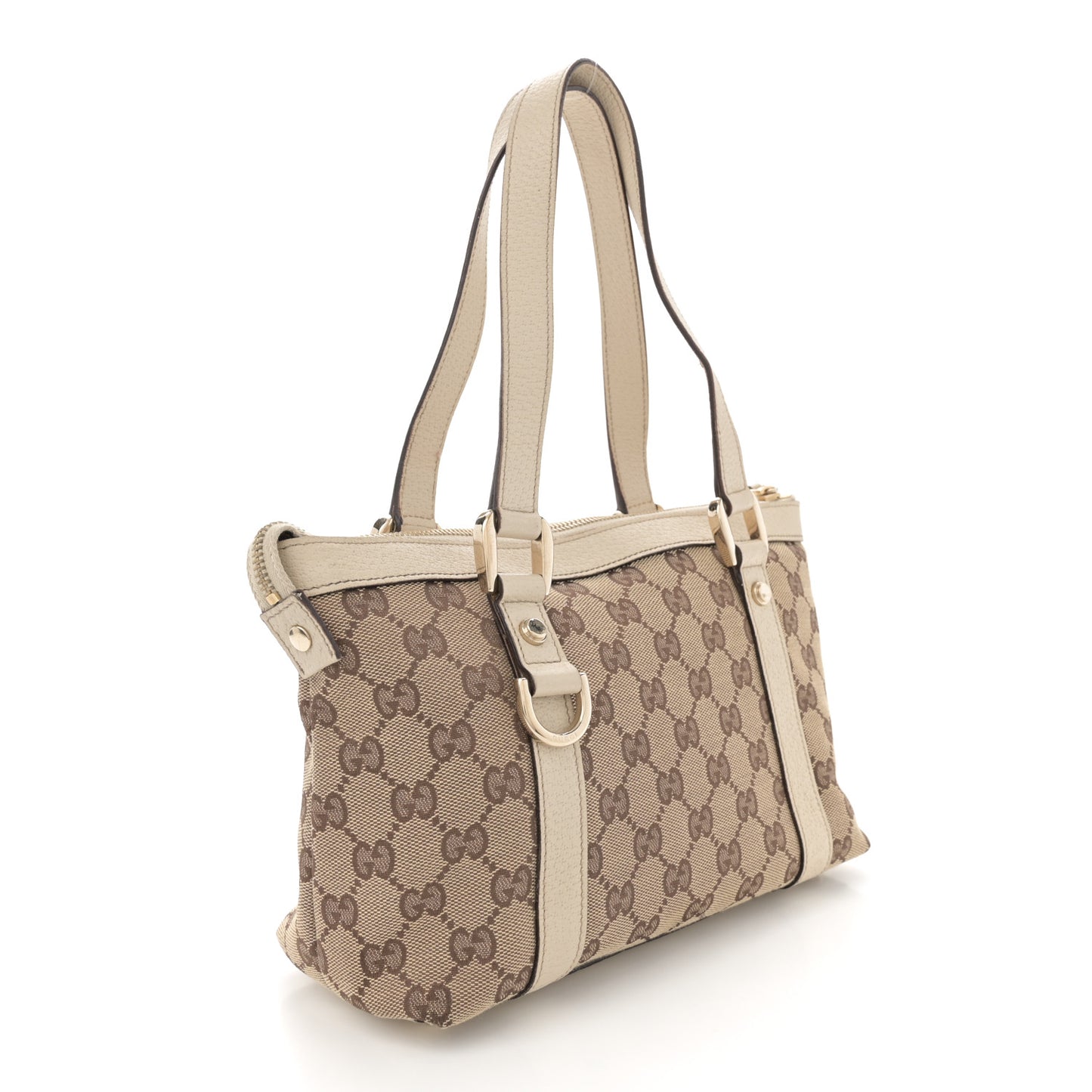 Gucci GG Monogram Small Abbey Tote Off White Canvas Bag - Off White