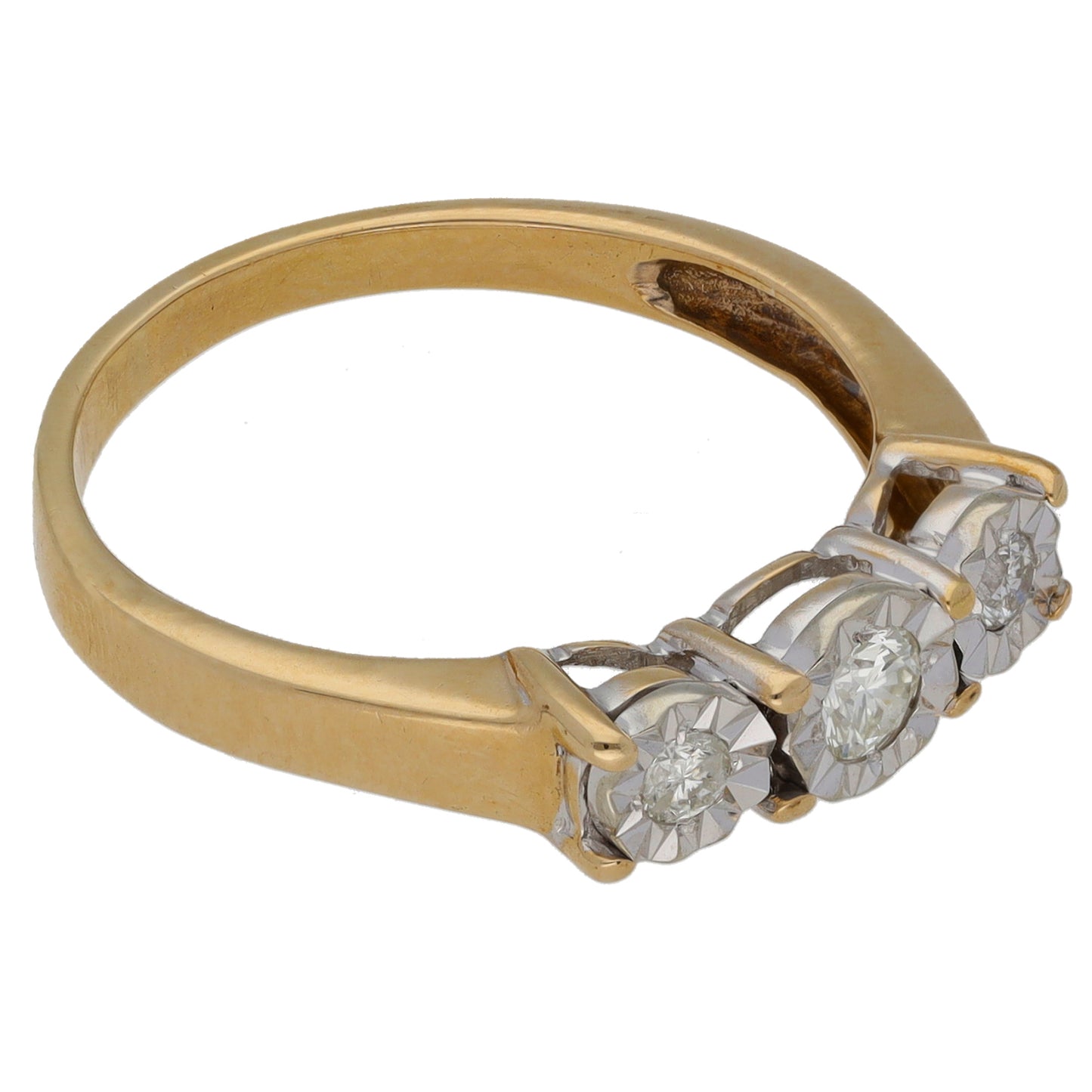 9ct Gold 0.25ct Diamond Trilogy Ring Size P