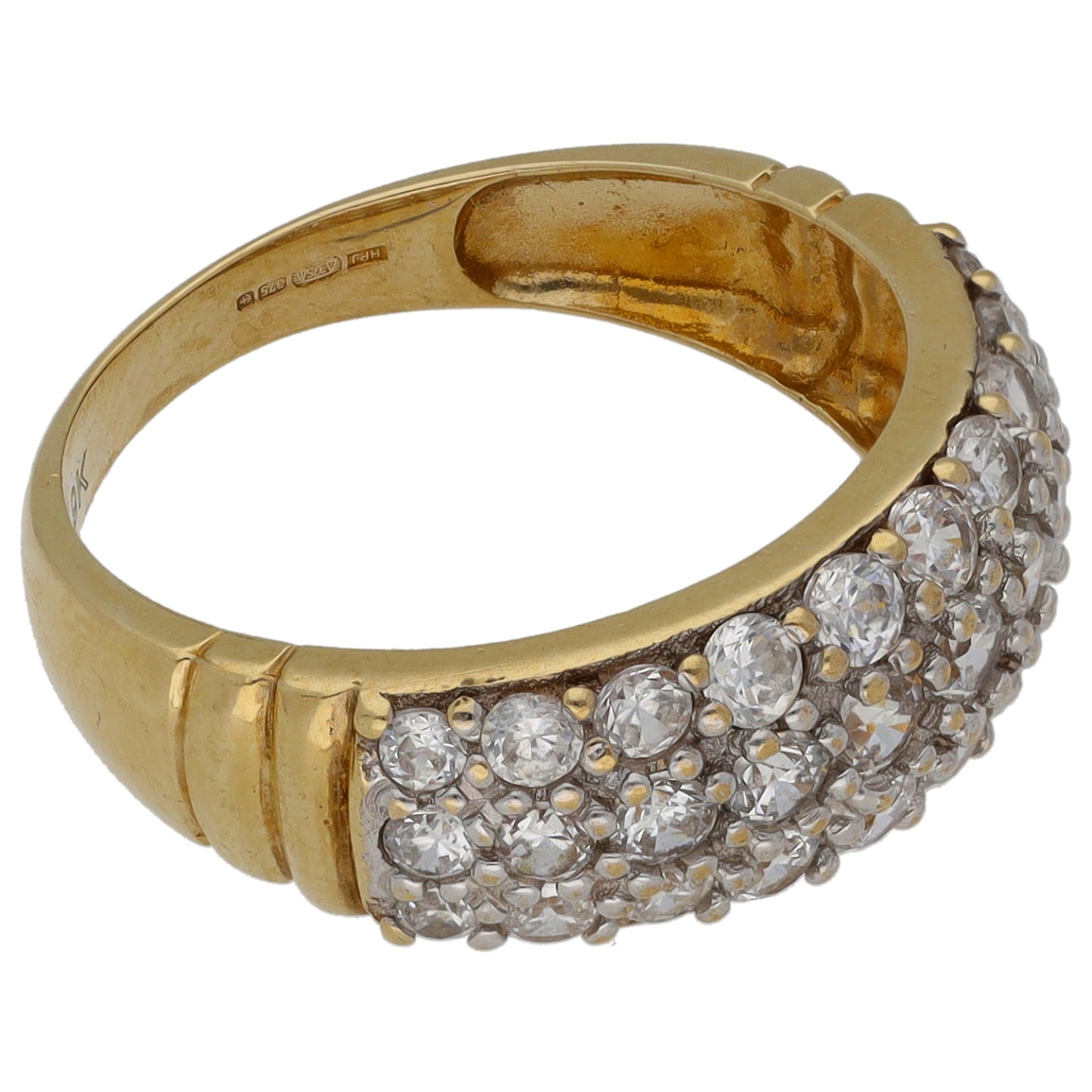 9ct Gold Cubic Zirconia Dress/Cocktail Ring Size M