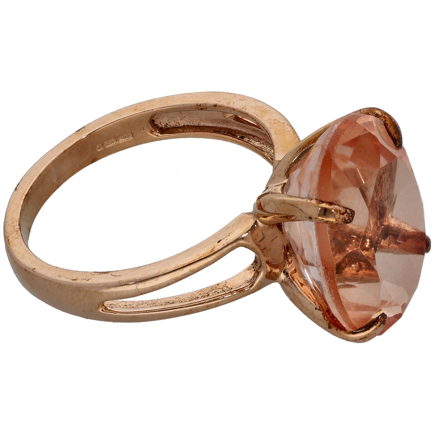 9ct Gold Quartz Single Stone Ring Size O