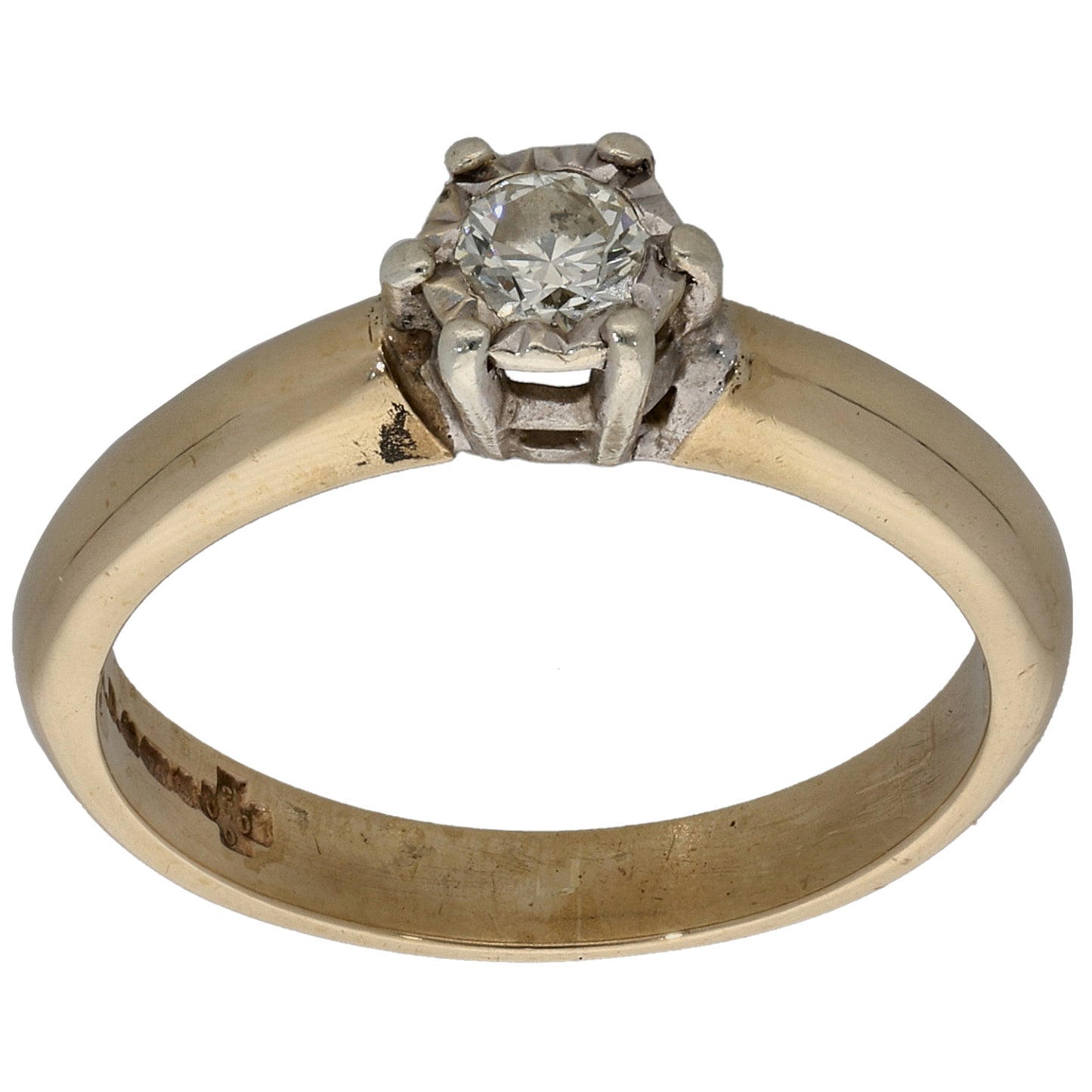 9ct Gold 0.20ct Diamond Solitaire Ring Size L