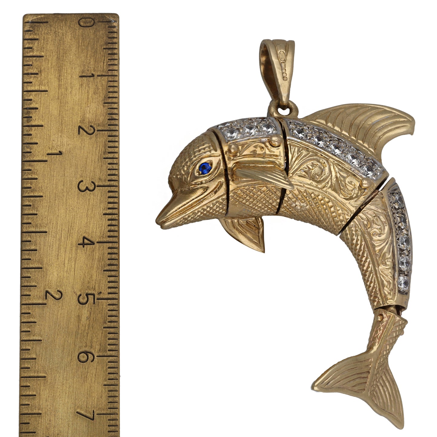 9ct Gold Imitation Gems Dolphin Pendant