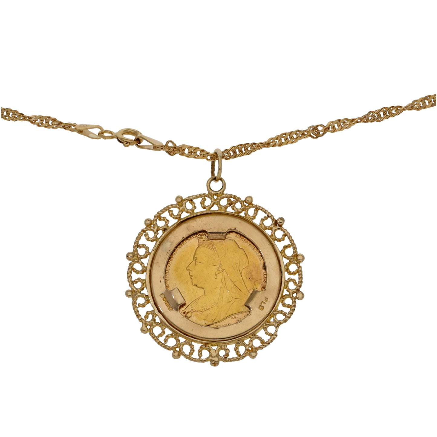 9ct Gold Full Sovereign Coin Pendant With Chain
