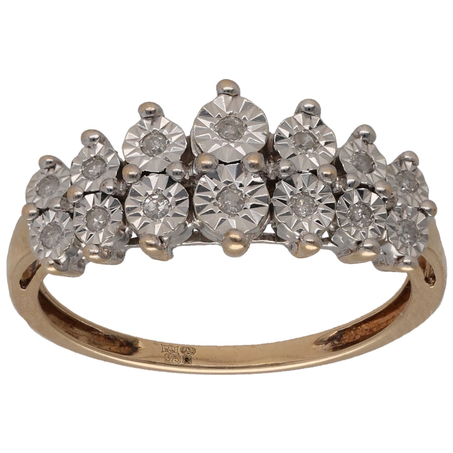 9ct Gold 0.07ct Diamond Half Eternity Ring Size O