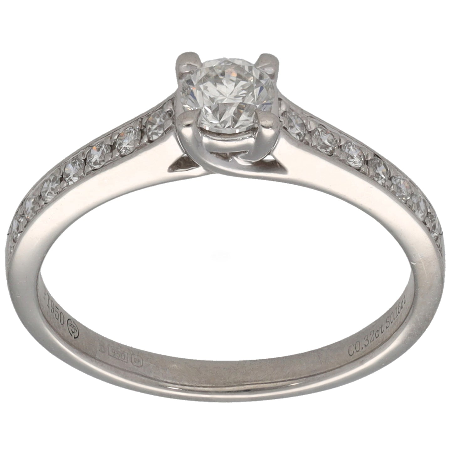 Platinum 0.48ct Diamond Solitaire Ring With Accent Stones Size M