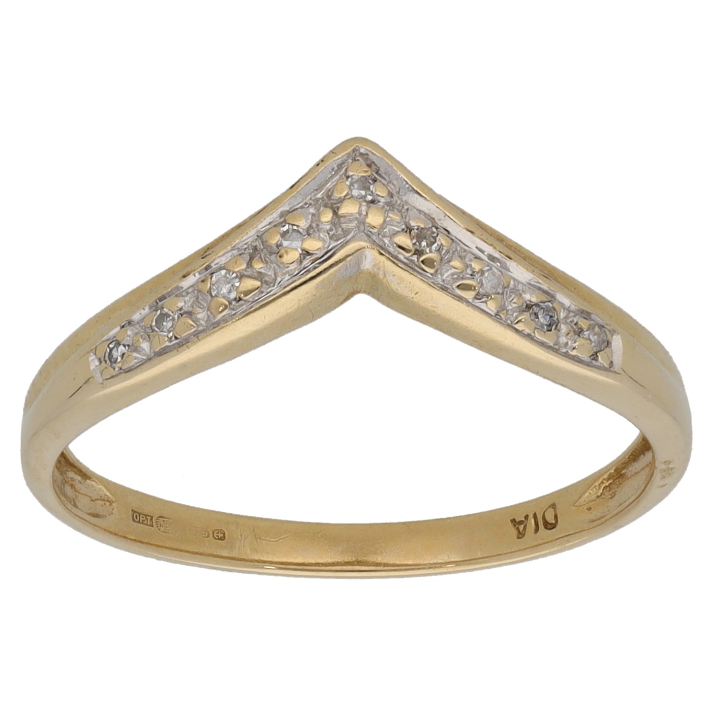 9ct Gold 0.09ct Diamond Wishbone Ring Size M