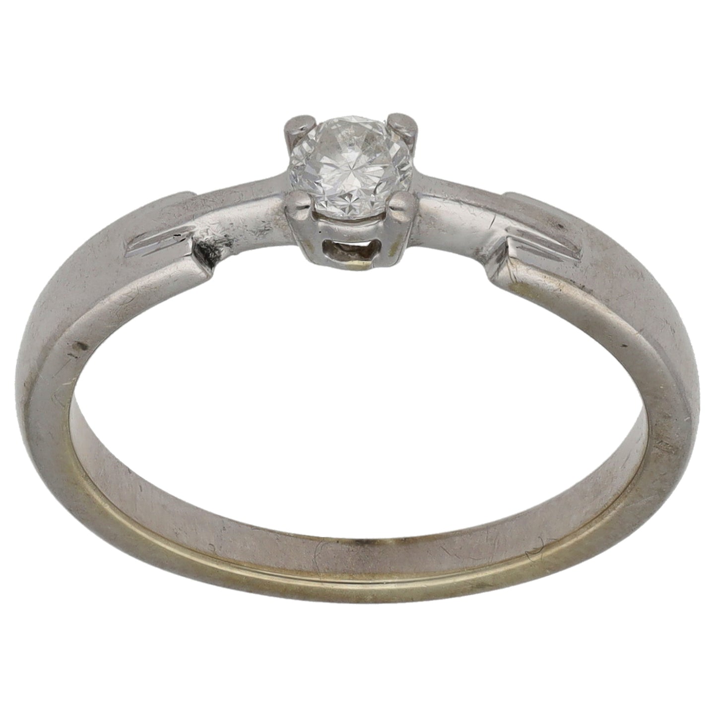 9ct White Gold 0.15ct Diamond Solitaire Ring Size L