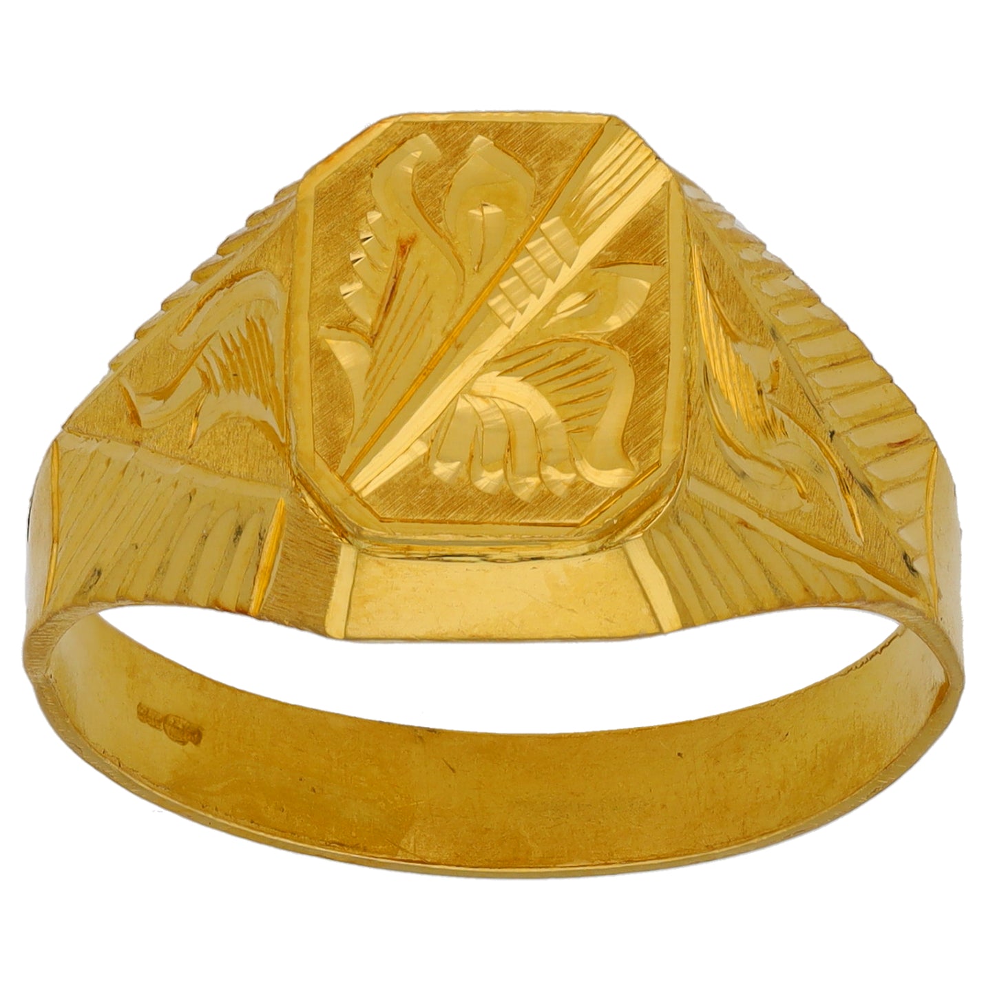 22ct Gold Patterned Signet Ring Size W