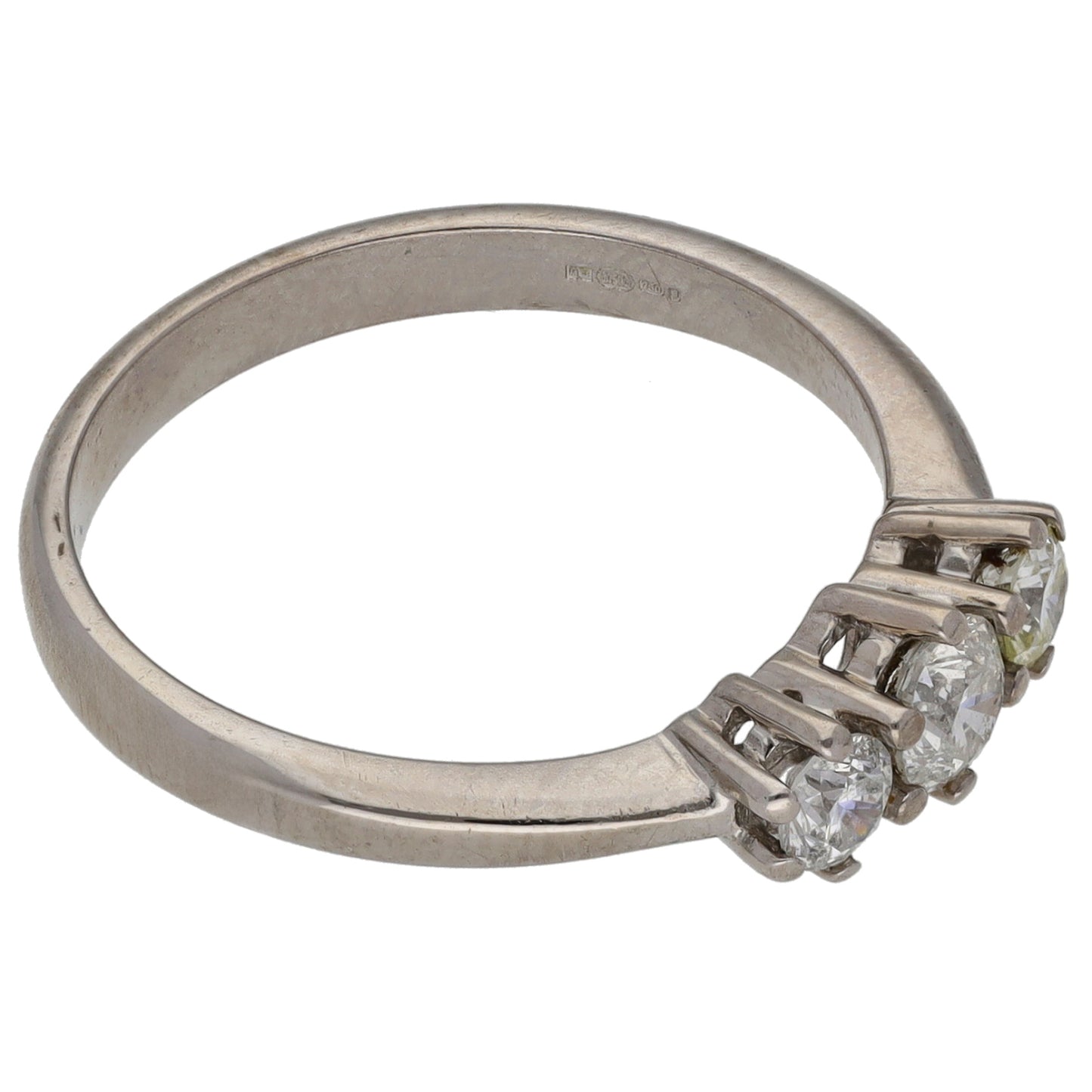 18ct White Gold 0.50ct Diamond Trilogy Ring Size O