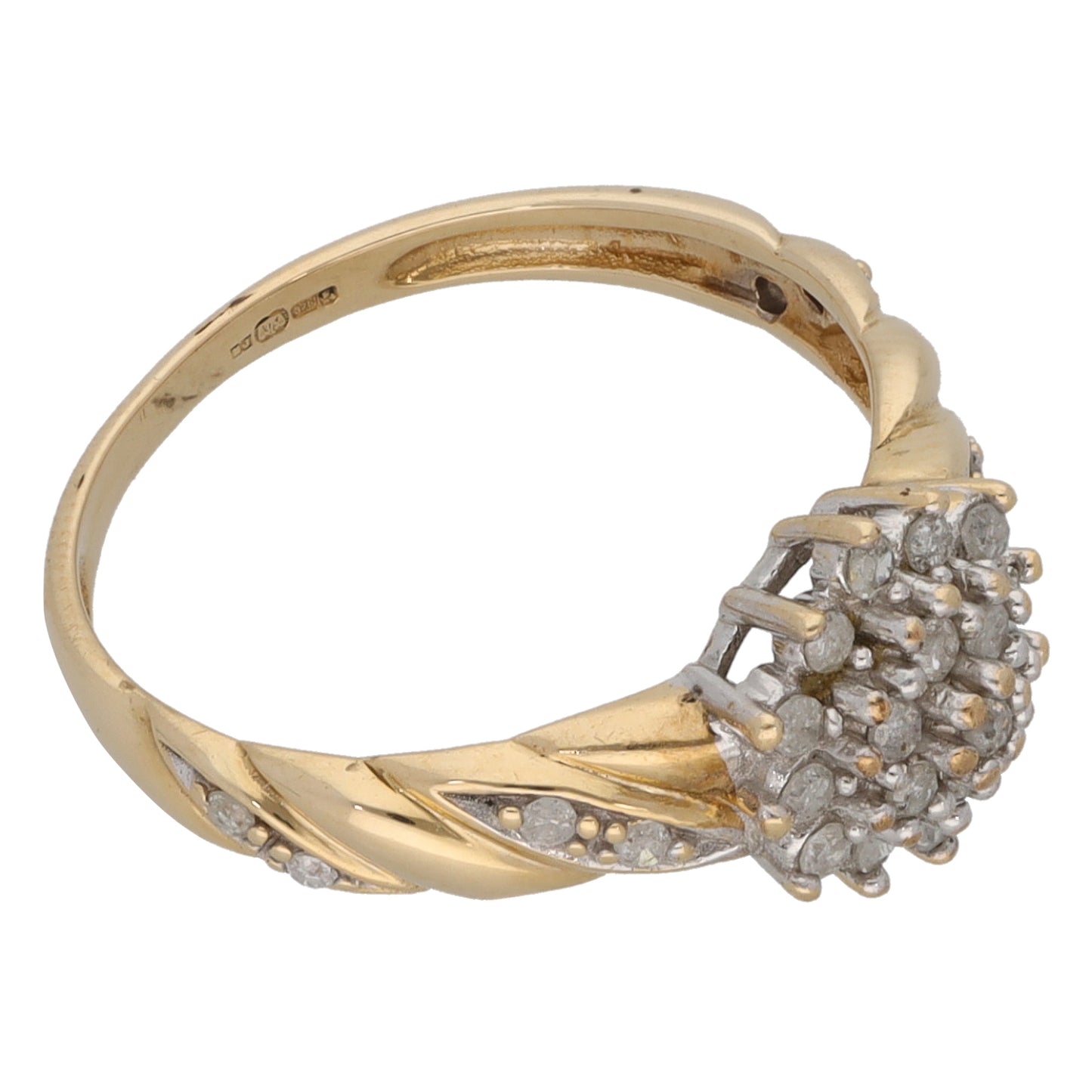 9ct Gold 0.25ct Diamond Cluster Ring Size M