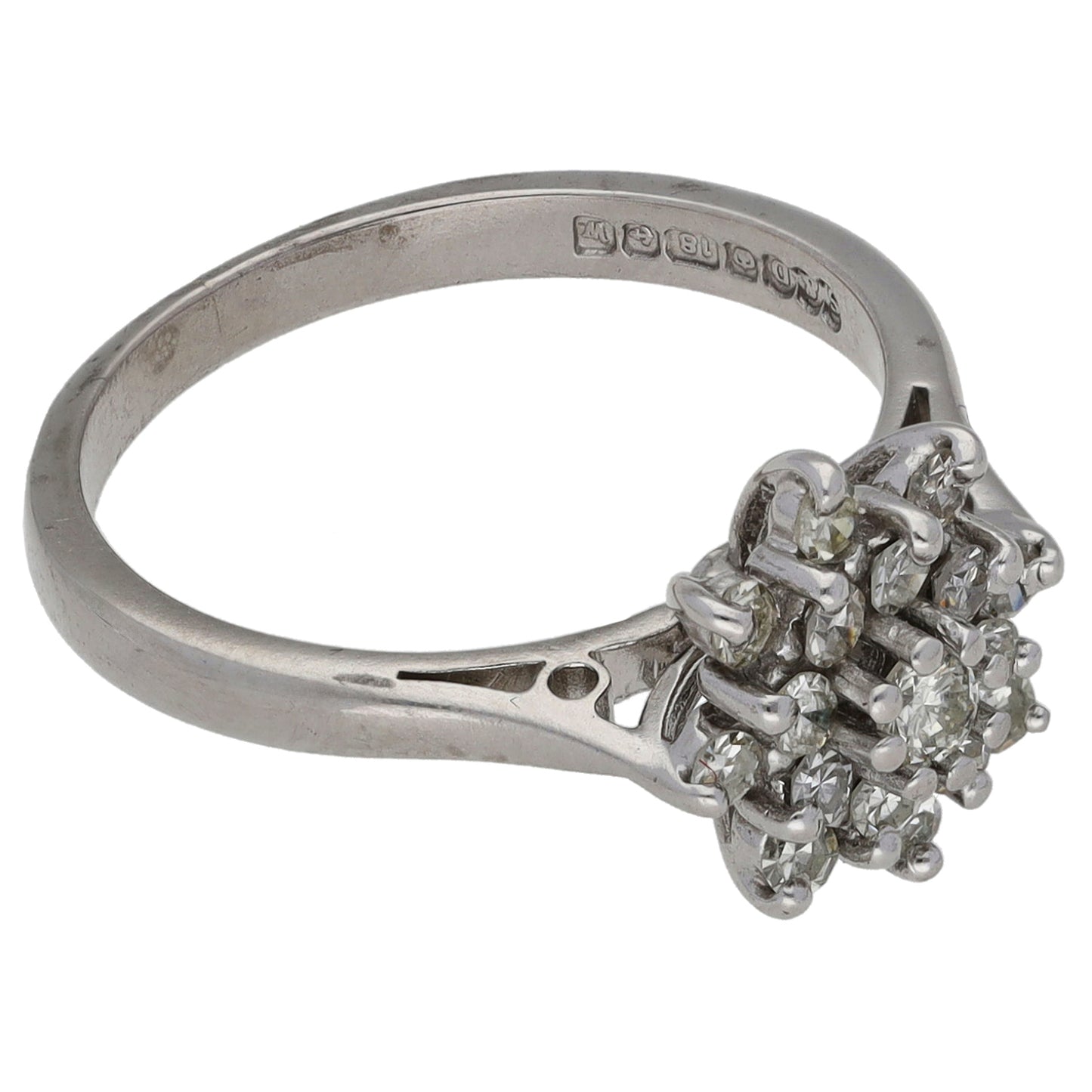 18ct White Gold 0.45ct Diamond Cluster Ring Size L