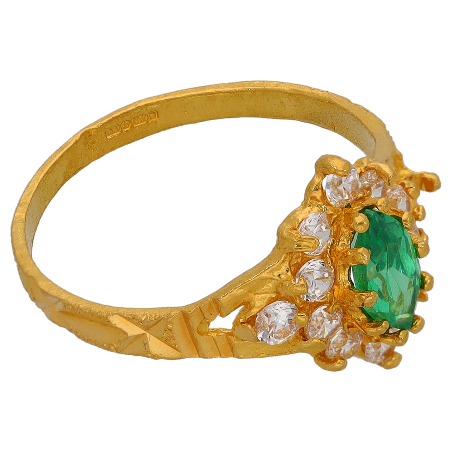 22ct Gold Imitation Gems Dress/Cocktail Ring Size L
