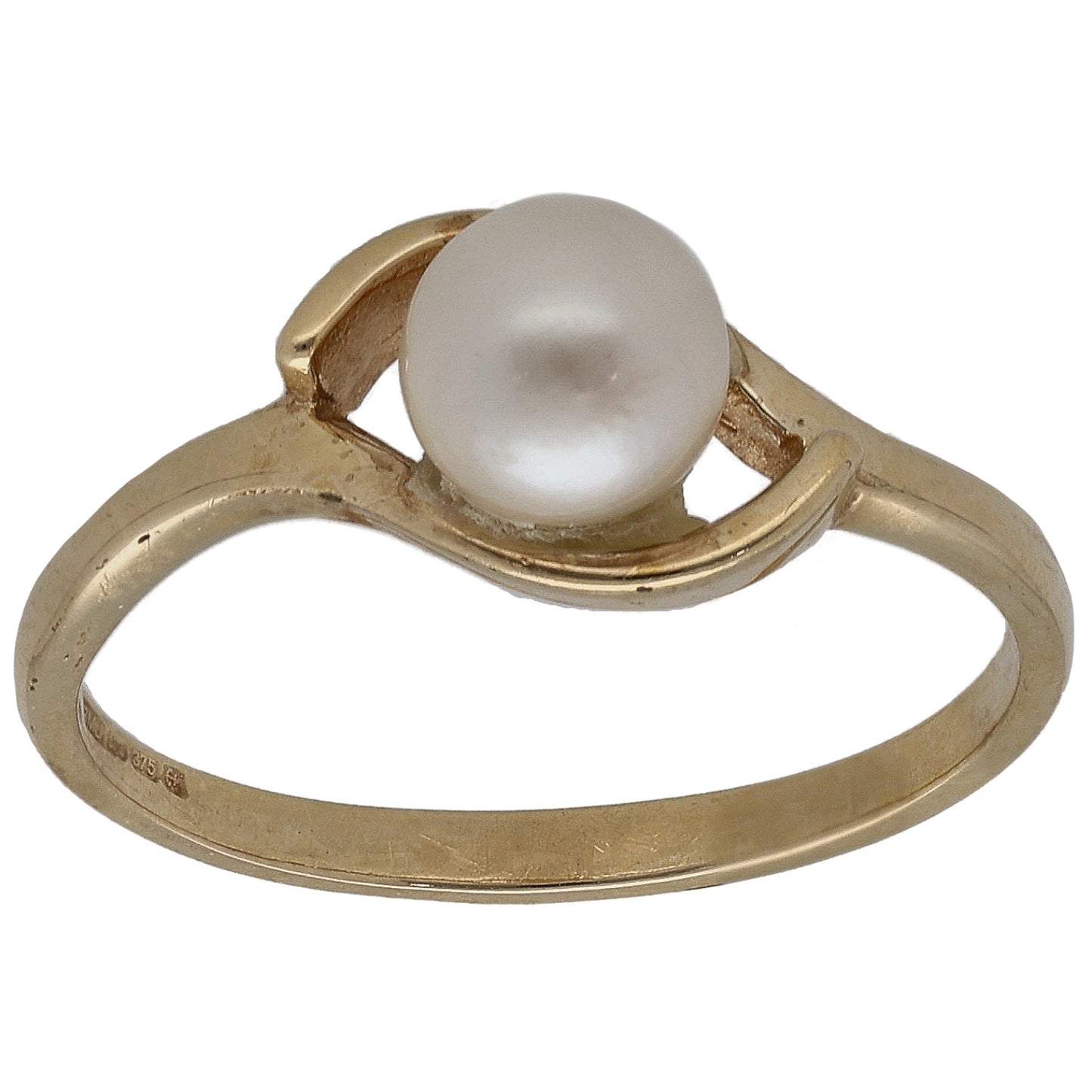 9ct Gold Cultured Pearl Single Stone Ring Size O