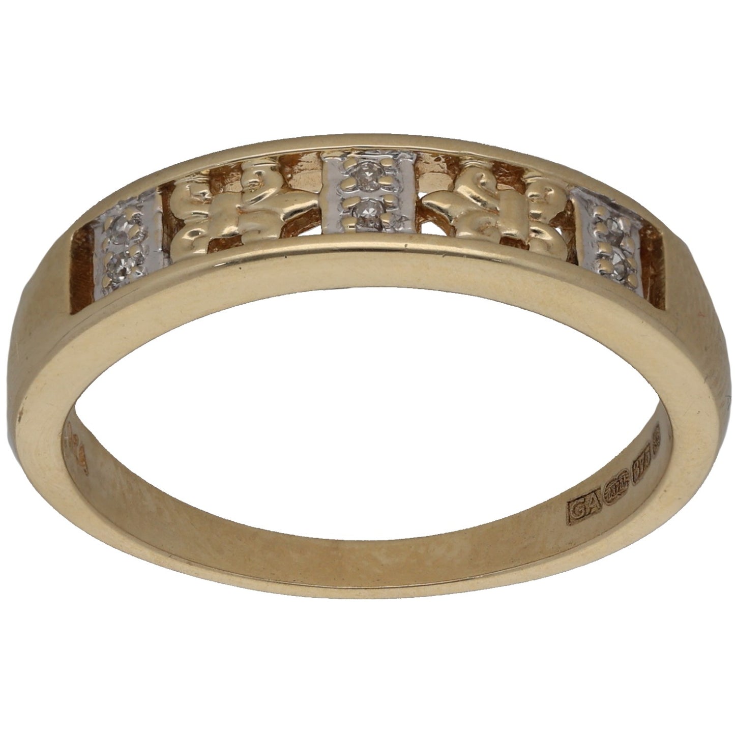 9ct Gold 0.03ct Diamond Alternative Ring Size Q