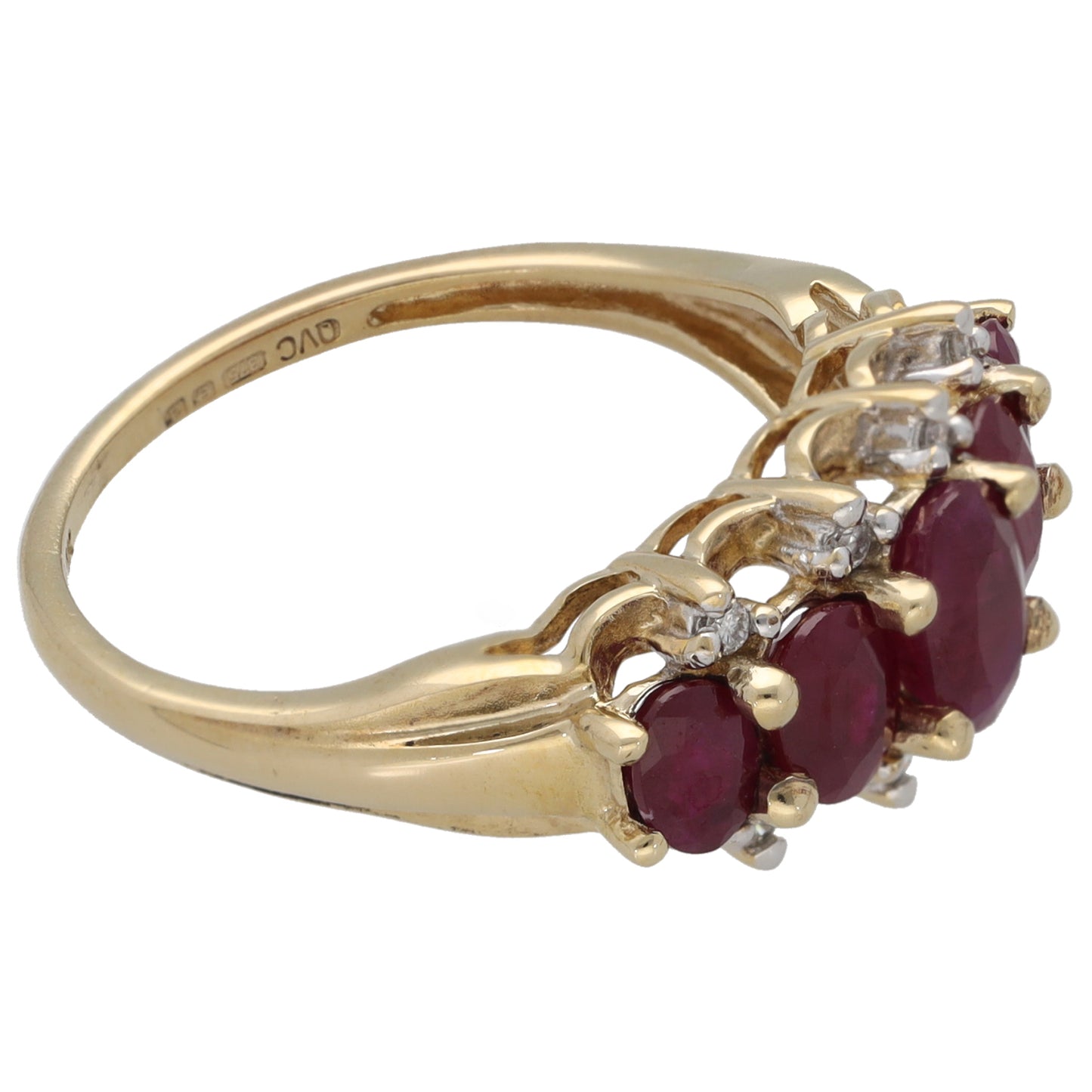 9ct Gold Ruby & 0.08ct Diamond Dress/Cocktail Ring Size M