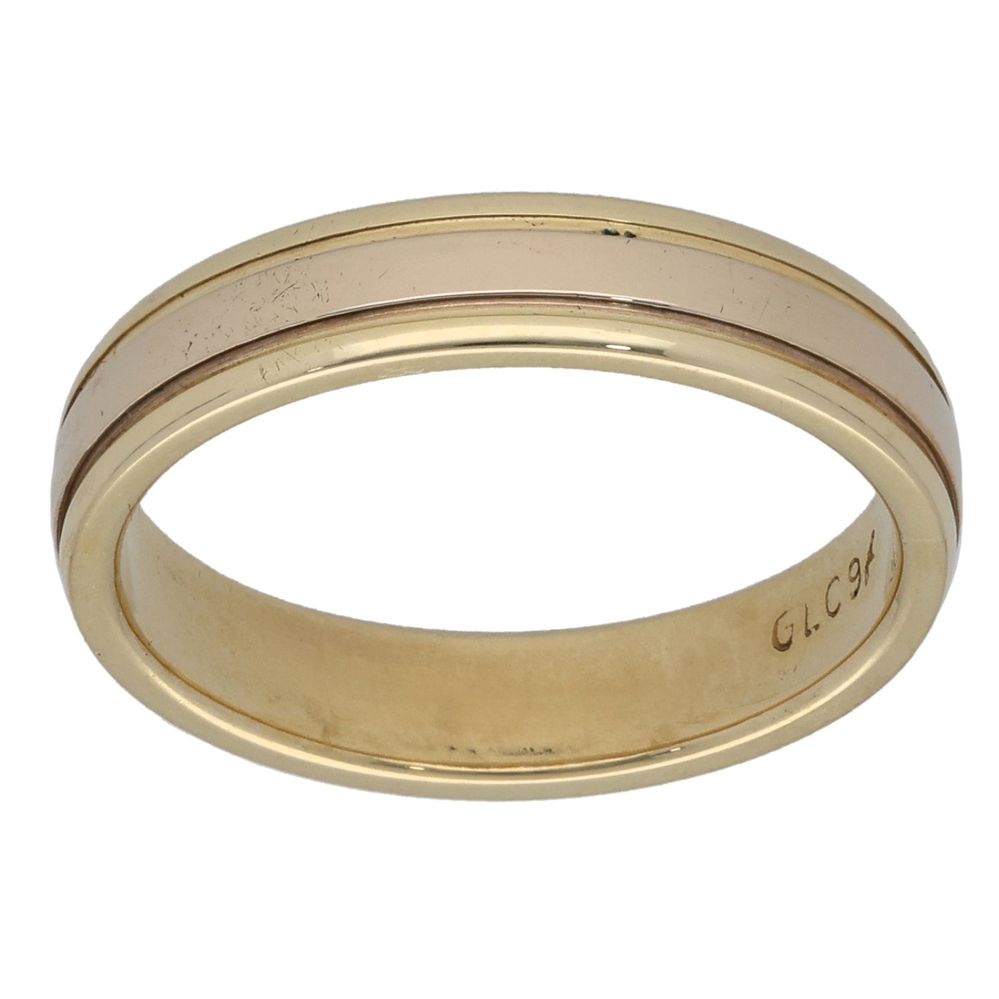 9ct Bicolour Gold Plain Wedding Ring Size M