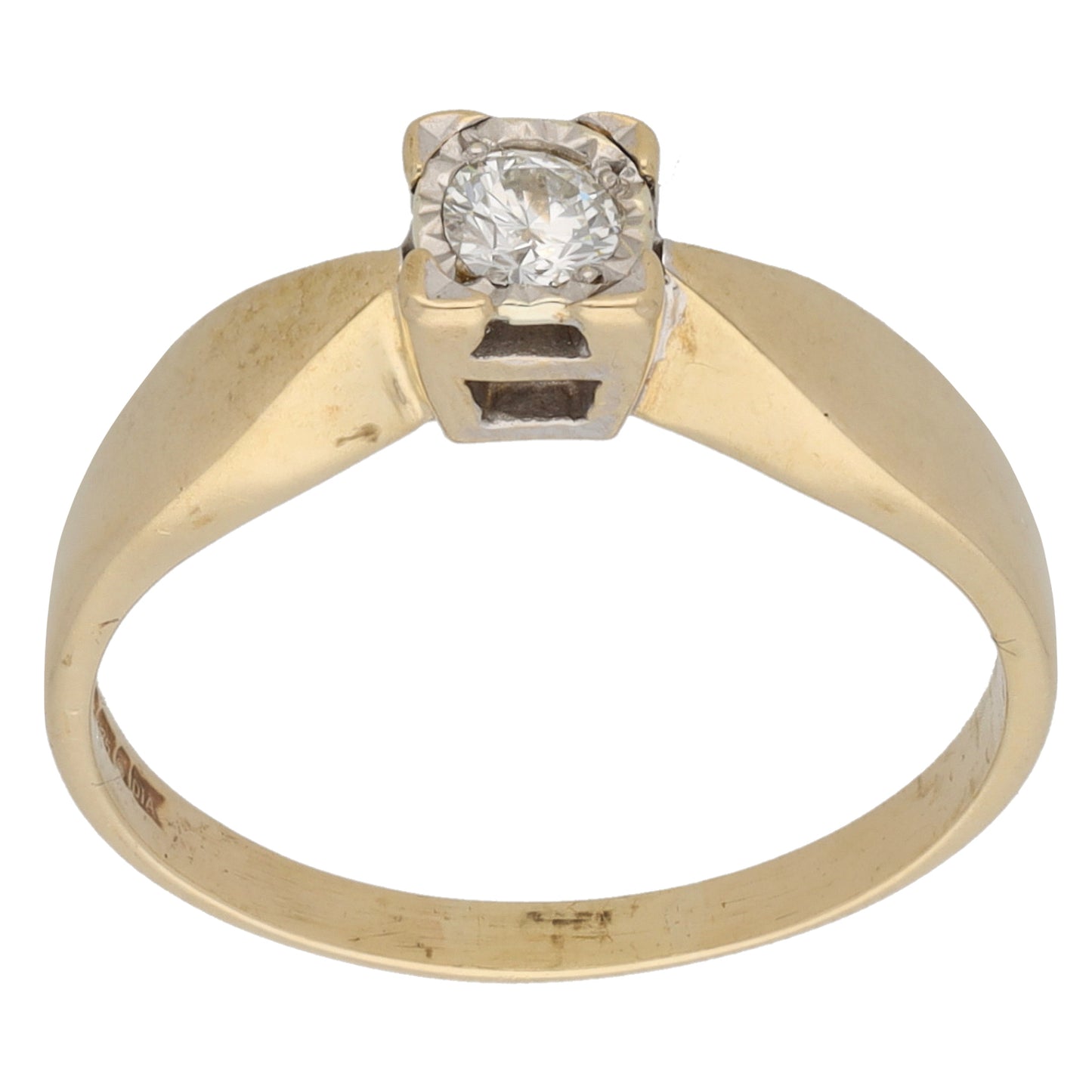 9ct Gold 0.12ct Diamond Solitaire Ring Size L