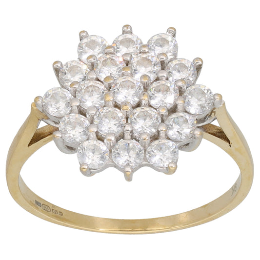 9ct Gold Cubic Zirconia Cluster Ring Size O