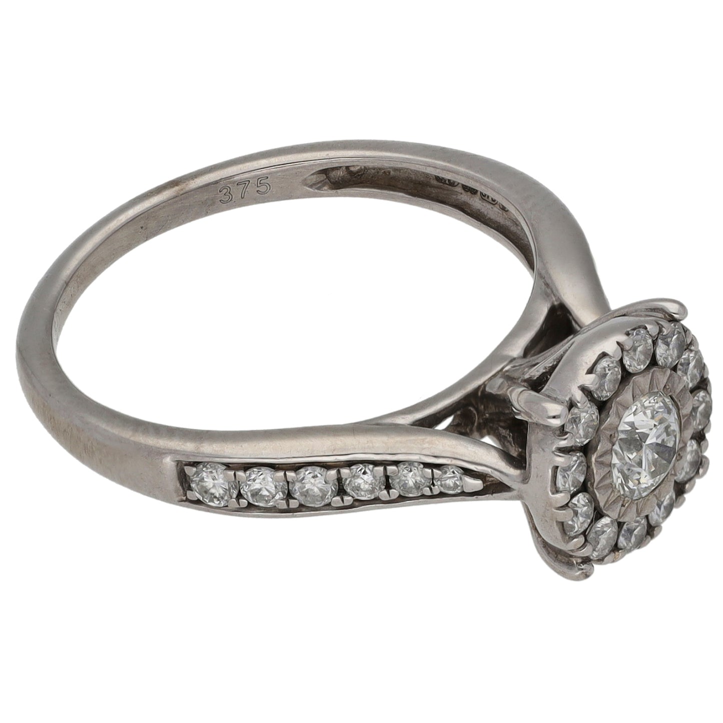 9ct White Gold 0.50ct Diamond Cluster Ring Size K