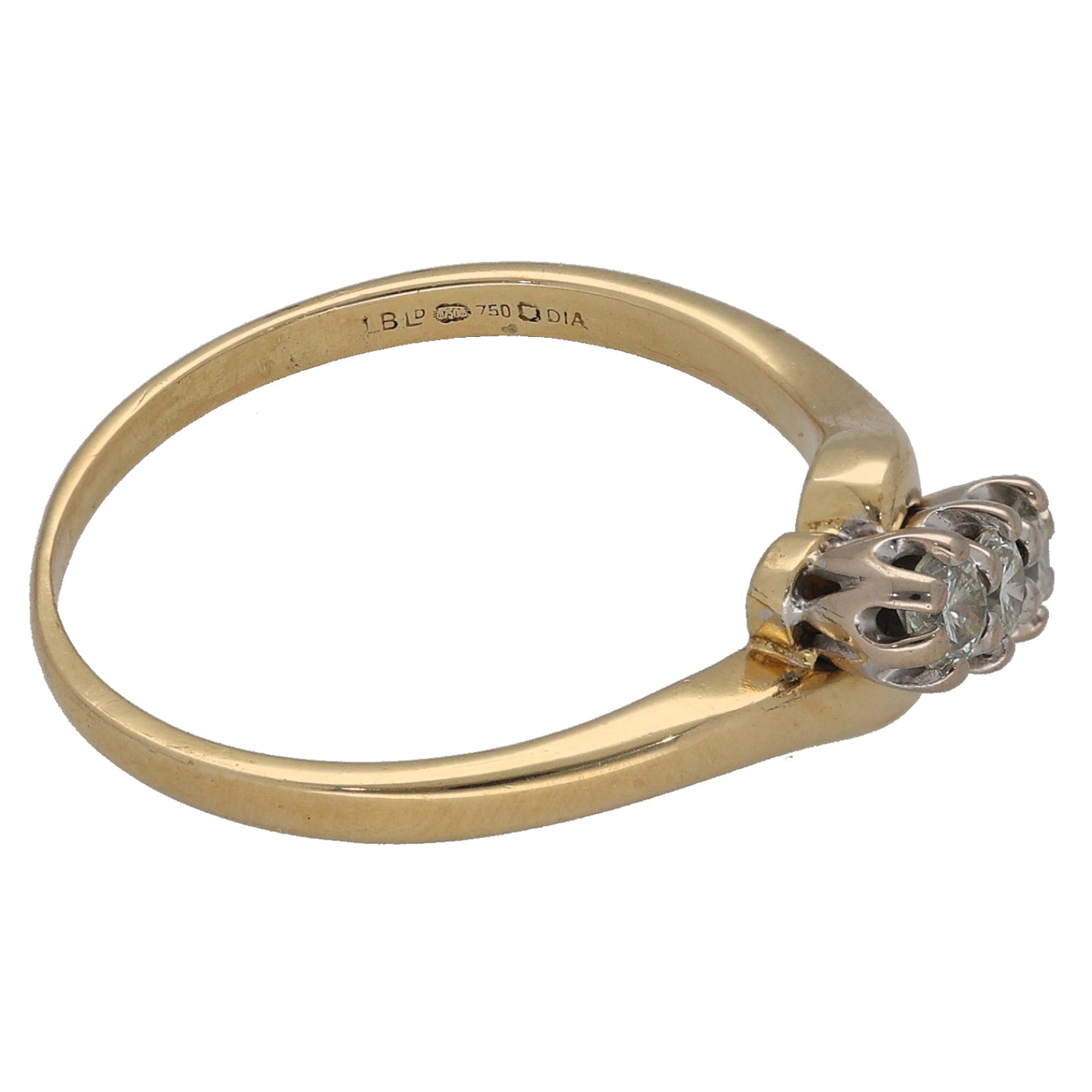 18ct Gold 0.33ct Diamond Trilogy Ring Size P
