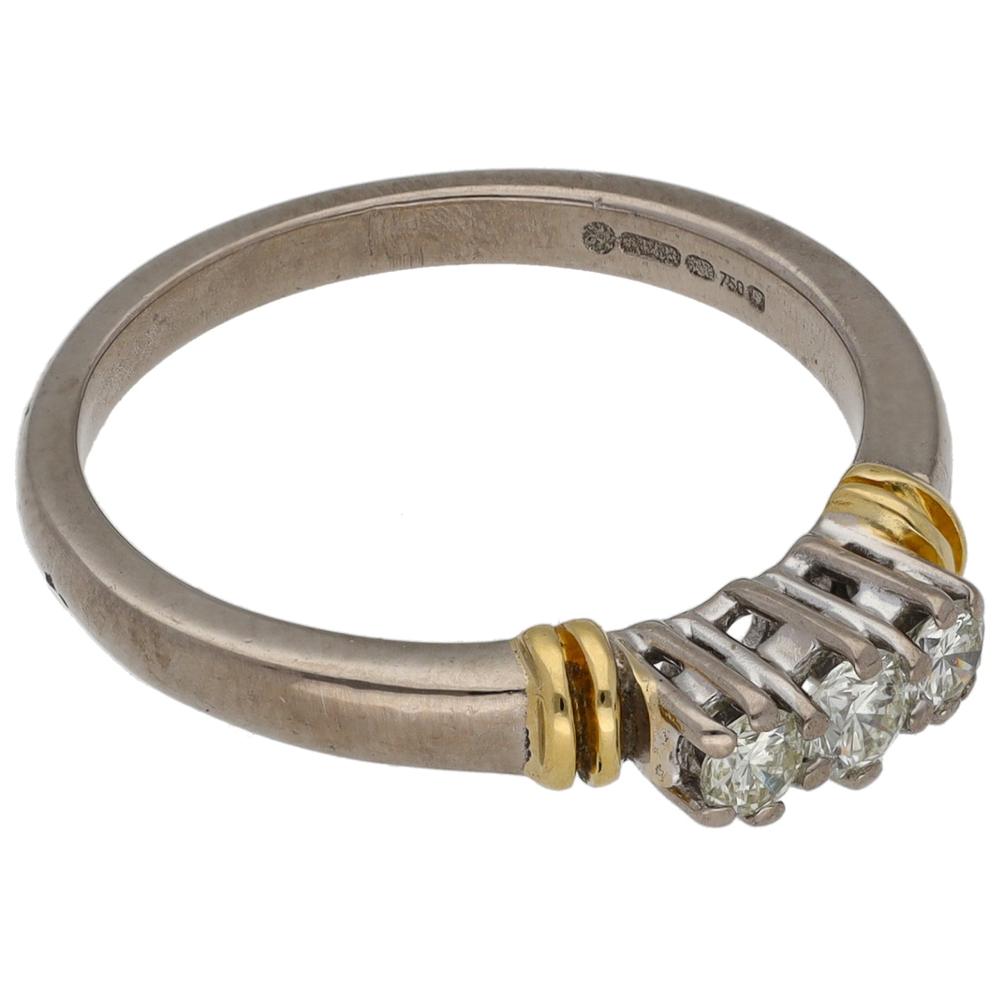 18ct White Gold 0.25ct Diamond Three Stone Ring Size N