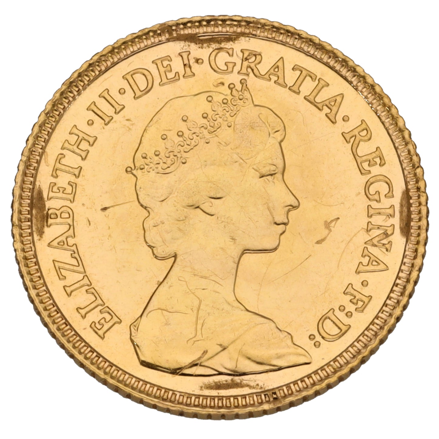 22ct Gold Queen Elizabeth II Half Sovereign Coin 1982