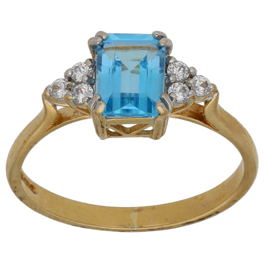 9ct Gold Topaz & Cubic Zirconia Dress/Cocktail Ring Size N