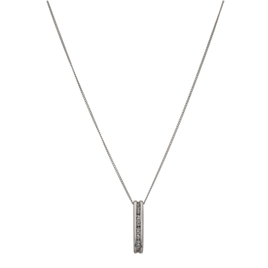 9ct White Gold 0.20ct Diamond Dress/Cocktail Pendant With Chain
