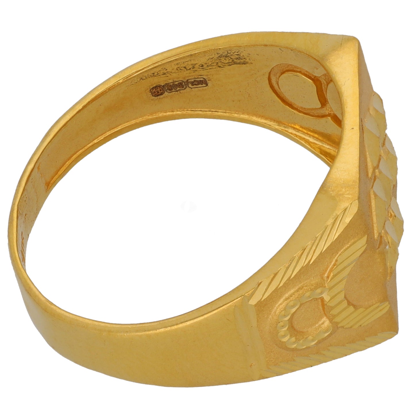 New 22ct Gold Textured Square Signet Ring Size T