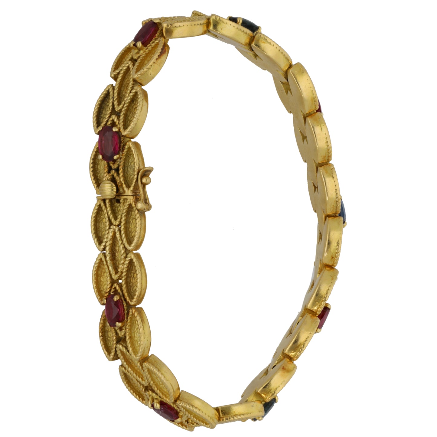 18ct Gold Man Made Sapphire Fancy Stone Set Bracelet