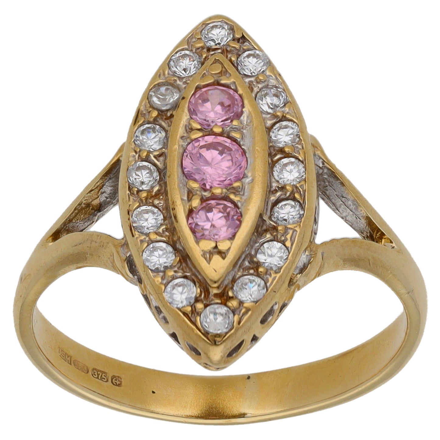 9ct Gold Cubic Zirconia Dress/Cocktail Ring Size M