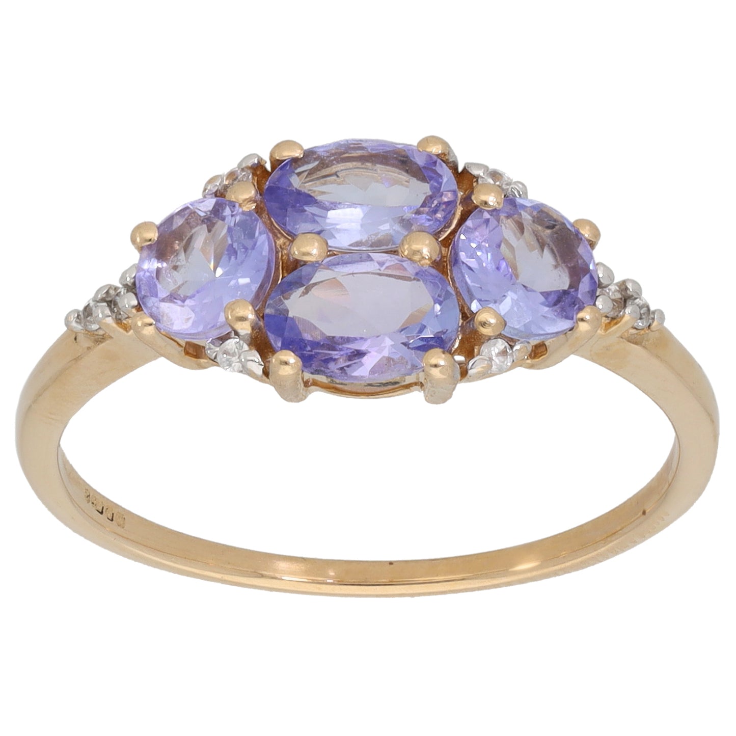 9ct Gold Tanzanite & Cubic Zirconia Dress/Cocktail Ring Size S