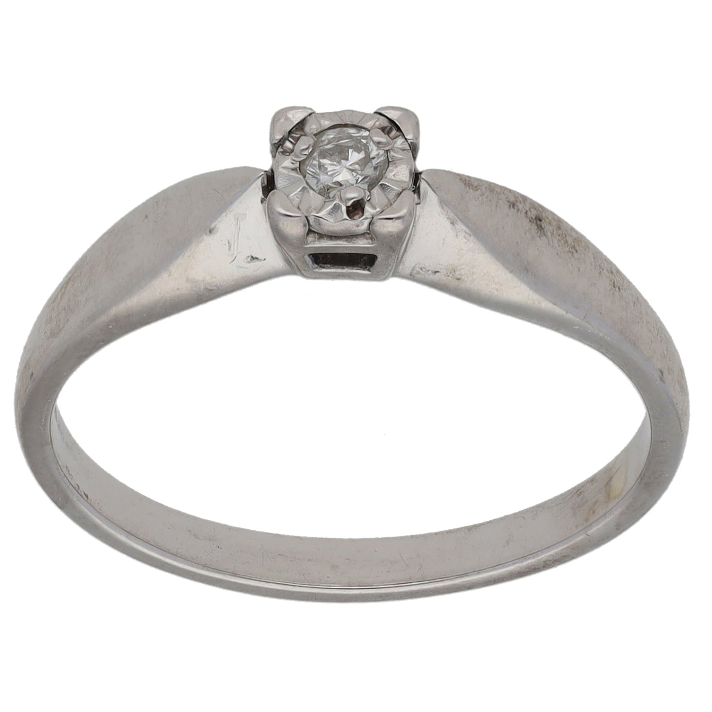 9ct White Gold 0.05ct Diamond Solitaire Ring Size N