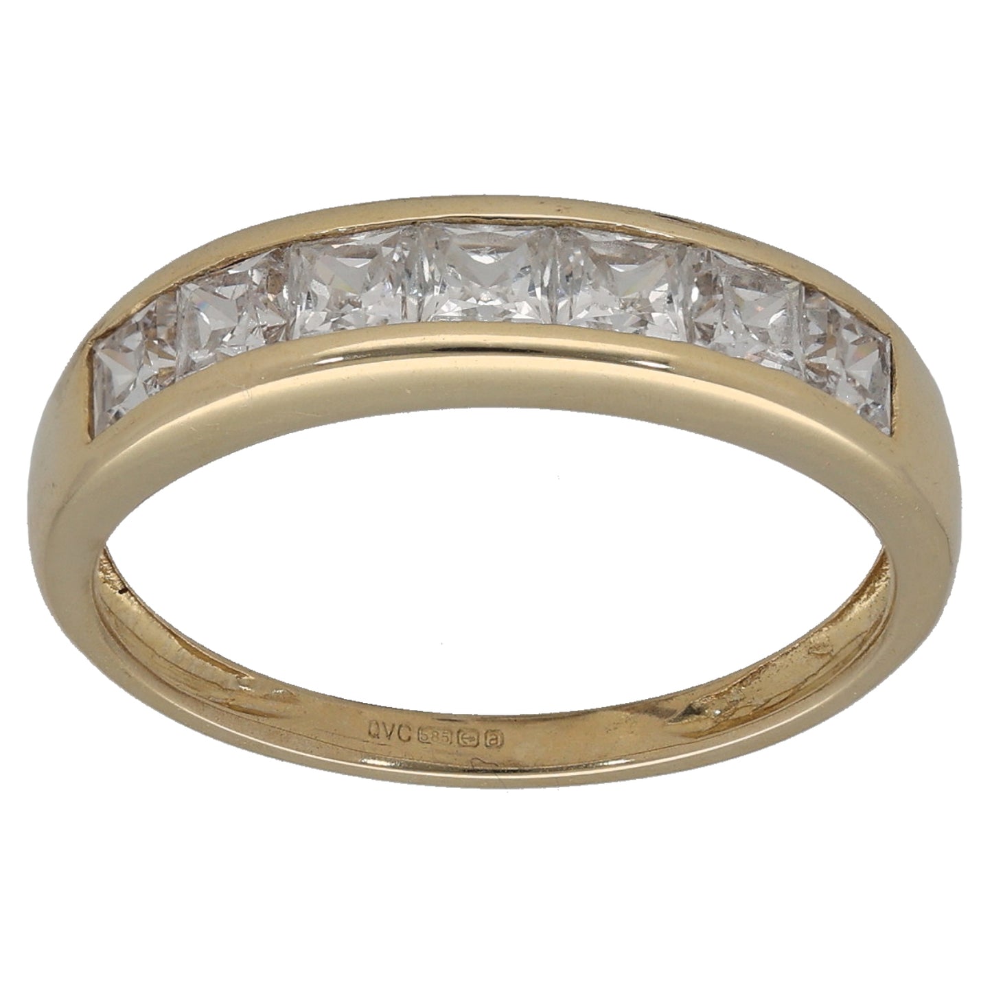 14ct Gold Cubic Zirconia Half Eternity Ring Size P
