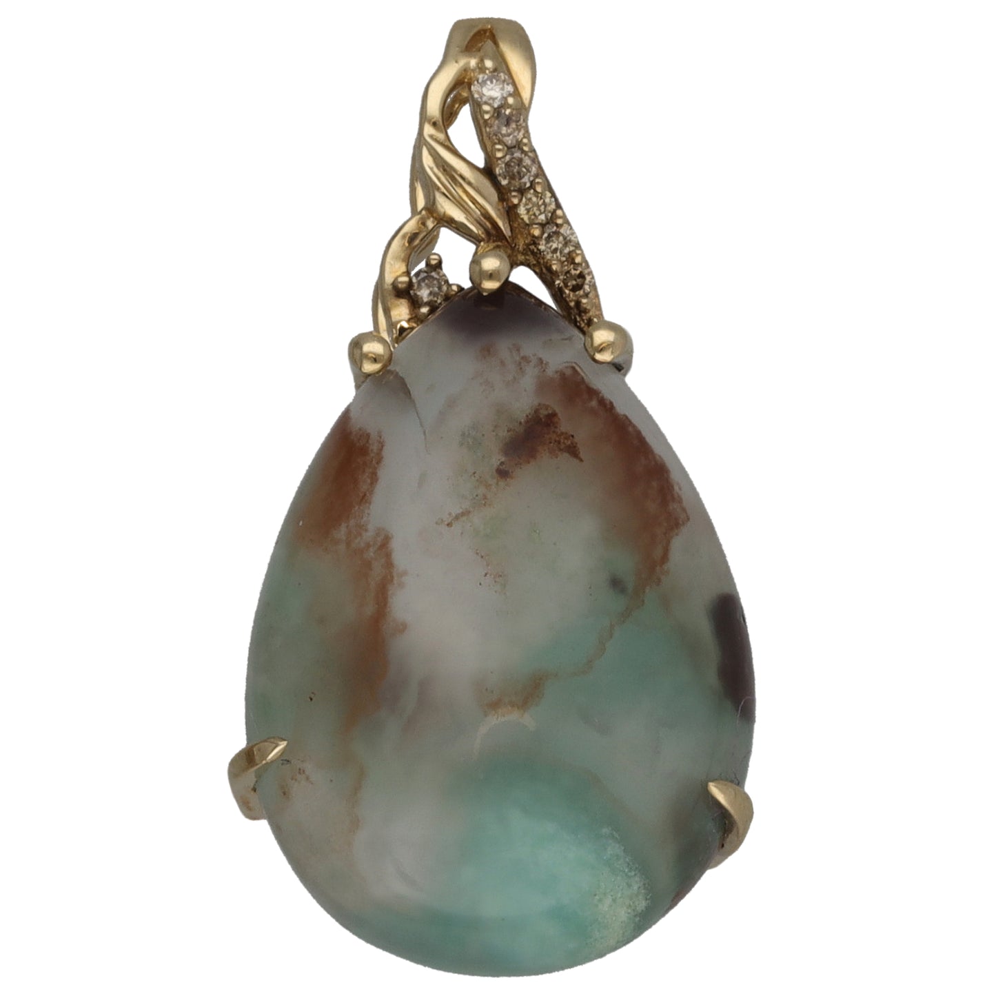 9ct Gold Aquaprase & 0.03ct Diamond Dress/Cocktail Pendant