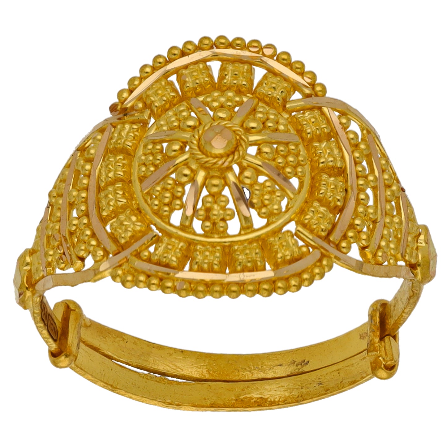 New 22ct Gold Filigree Shield Ring Size N