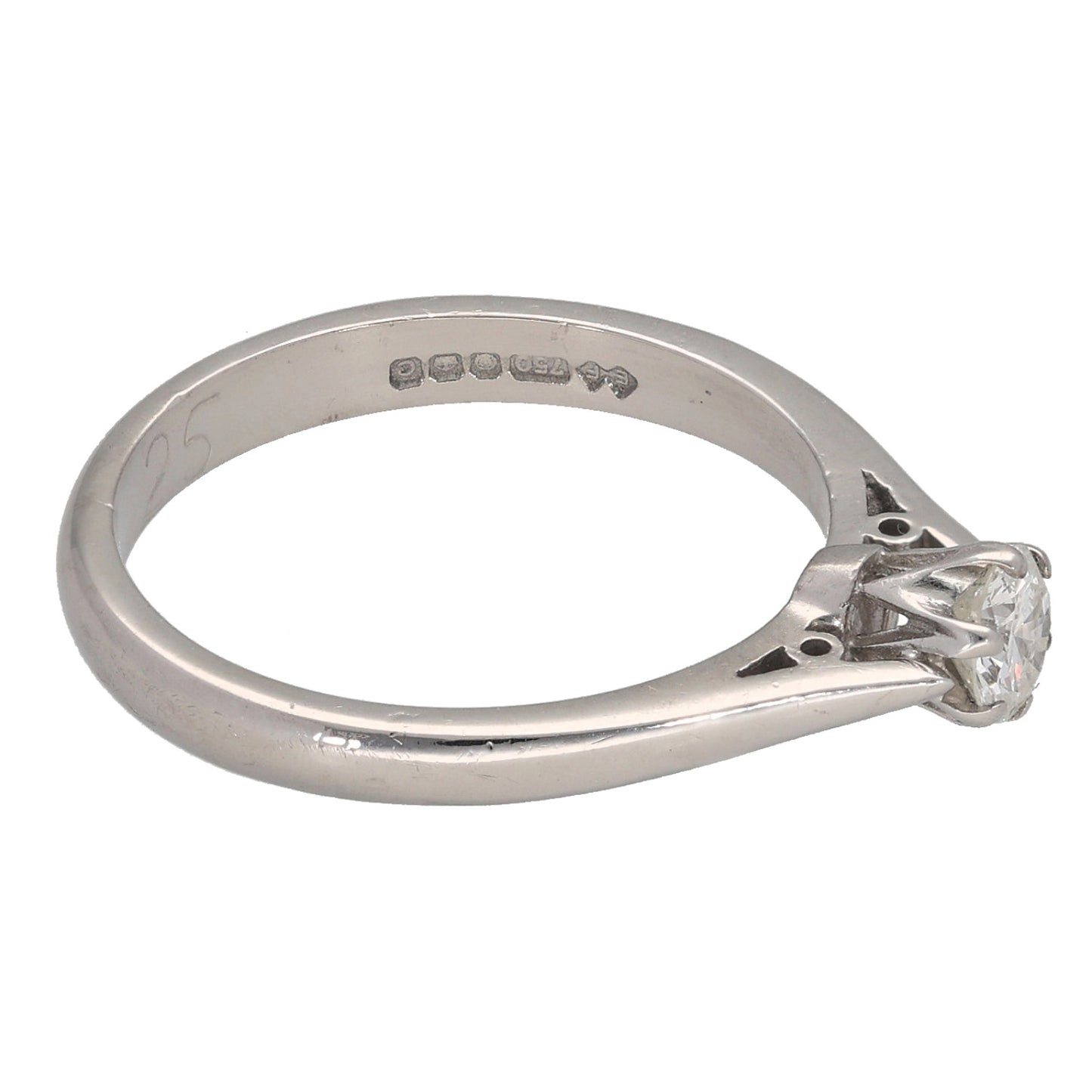 18ct White Gold 0.25ct Diamond Solitaire Ring Size L