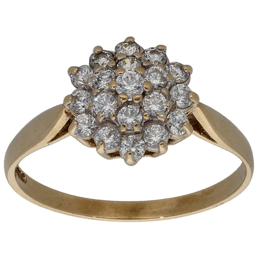 9ct Gold Cubic Zirconia Cluster Ring Size P
