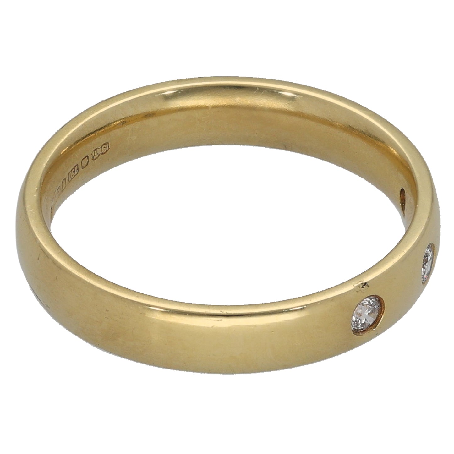 18ct Gold 0.09ct Diamond Three Stone Ring Size L