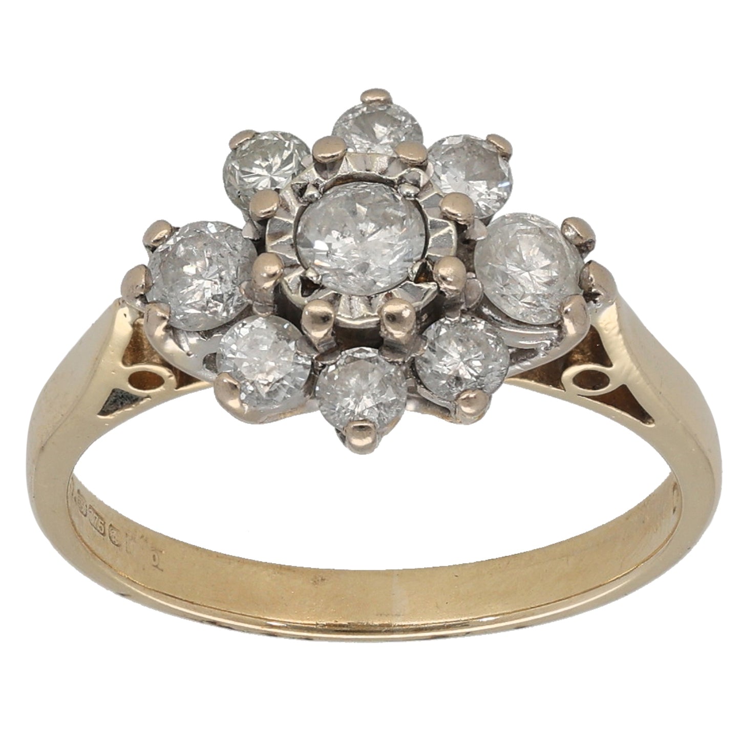 9ct Gold 0.75ct Diamond Cluster Ring Size K
