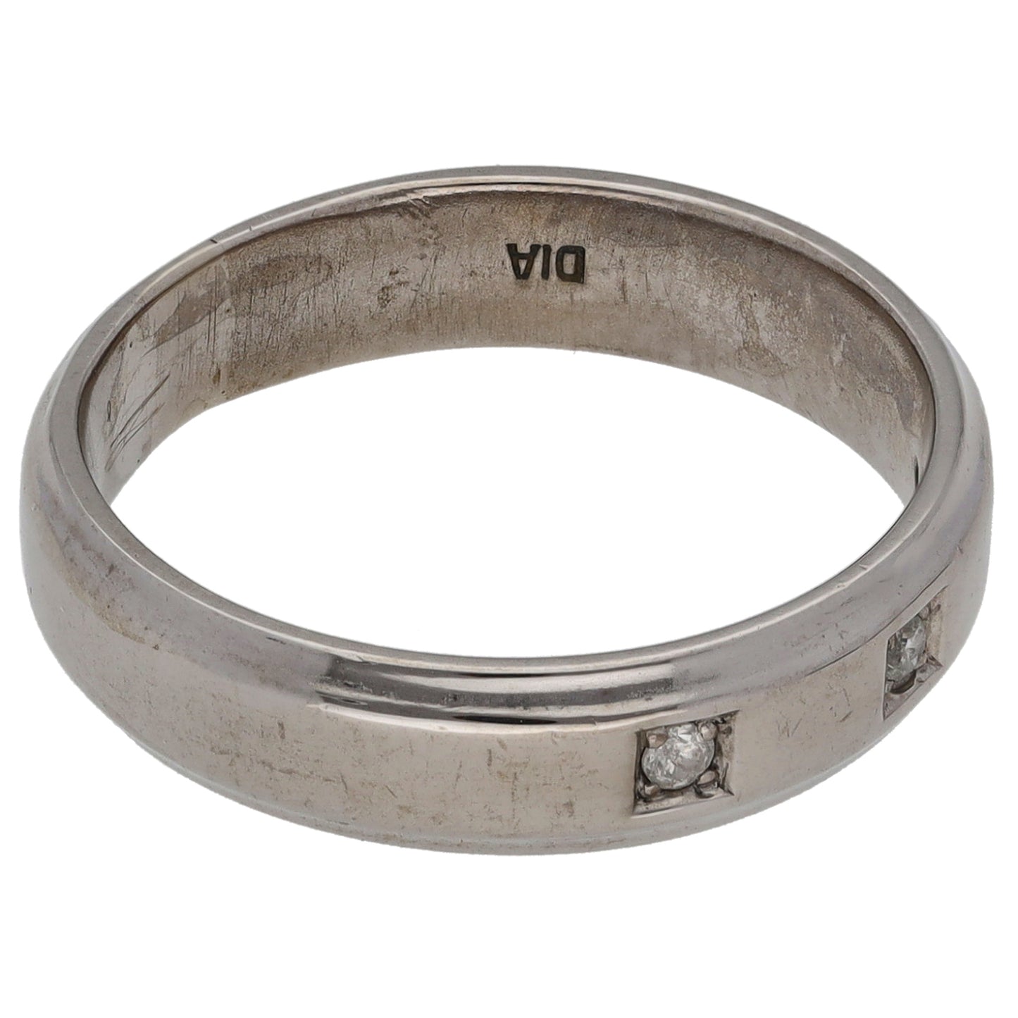 9ct White Gold 0.03ct Diamond Patterned Wedding Ring Size O