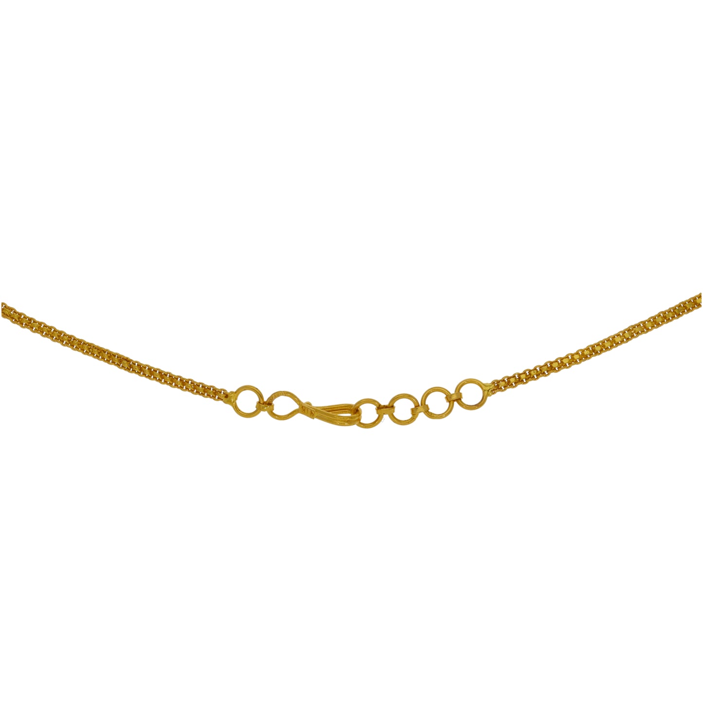 22ct Gold chain necklace with small link clasp and circular ring accents