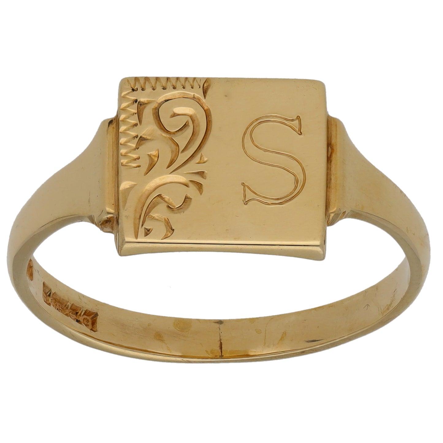 9ct Gold Initial S Signet Ring Size T