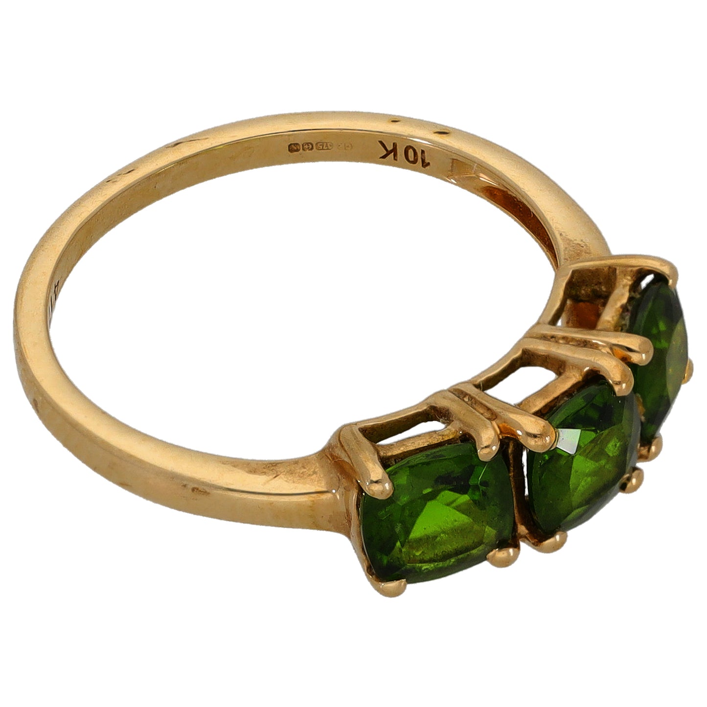 9ct Gold Diopside Three Stone Ring Size L