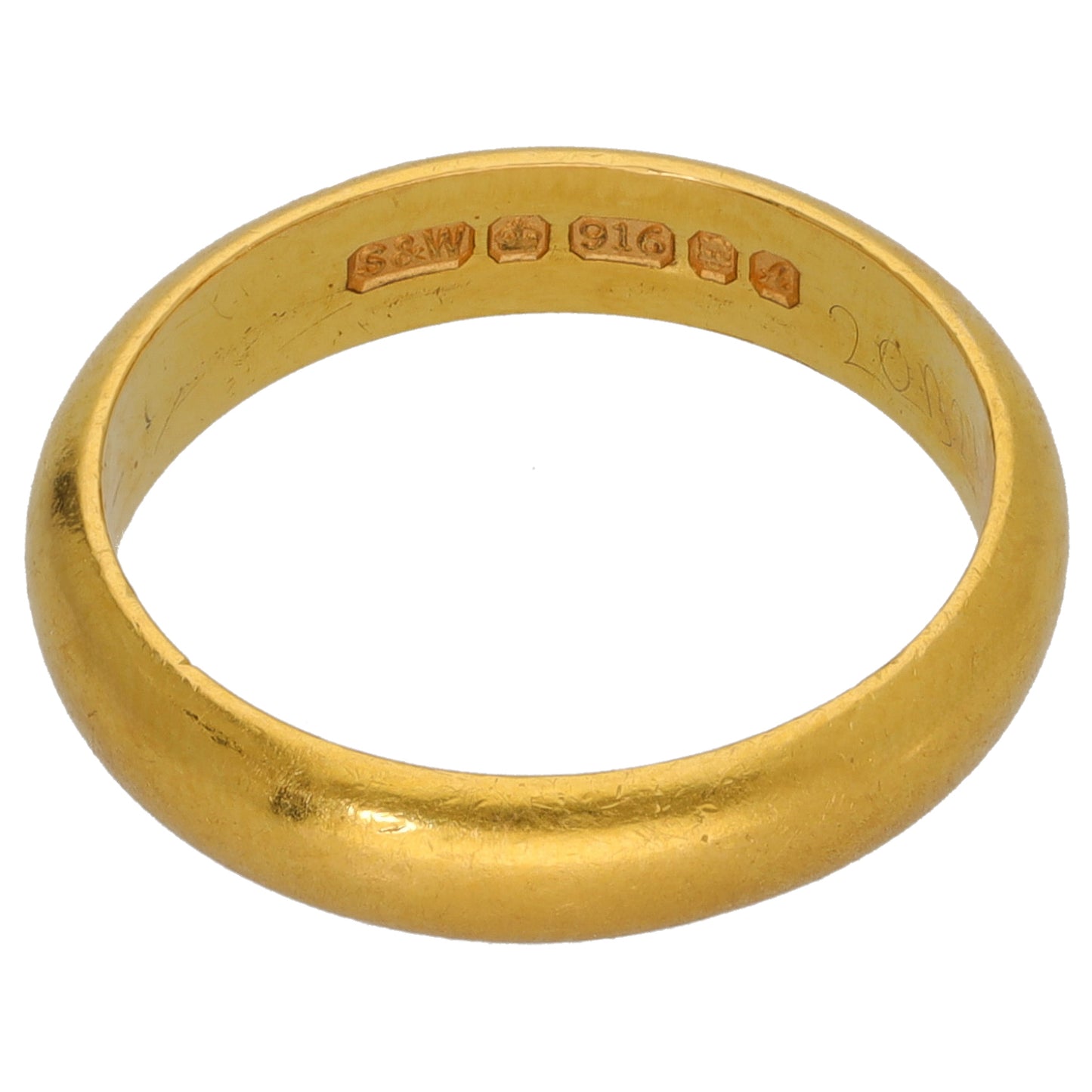22ct Gold Plain Wedding Ring Size L