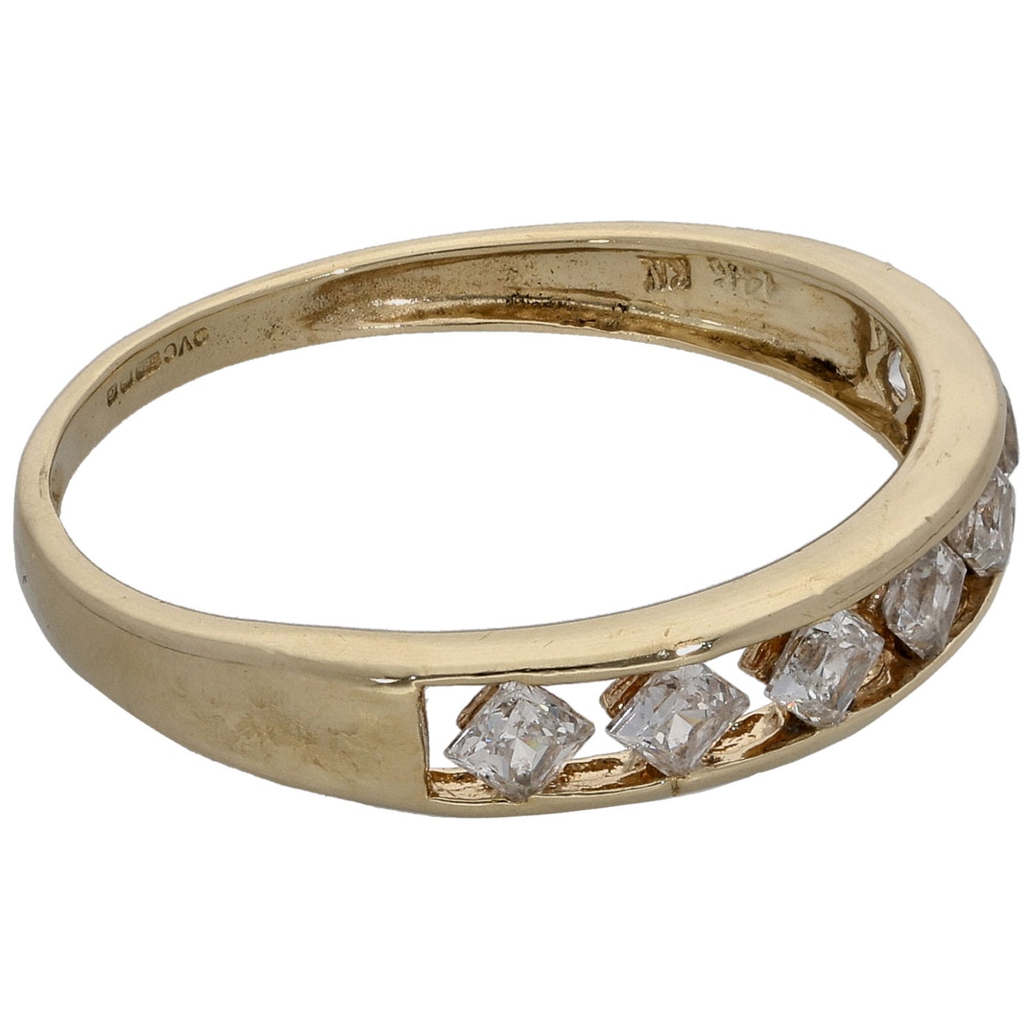 14ct Gold Cubic Zirconia Half Eternity Ring Size T
