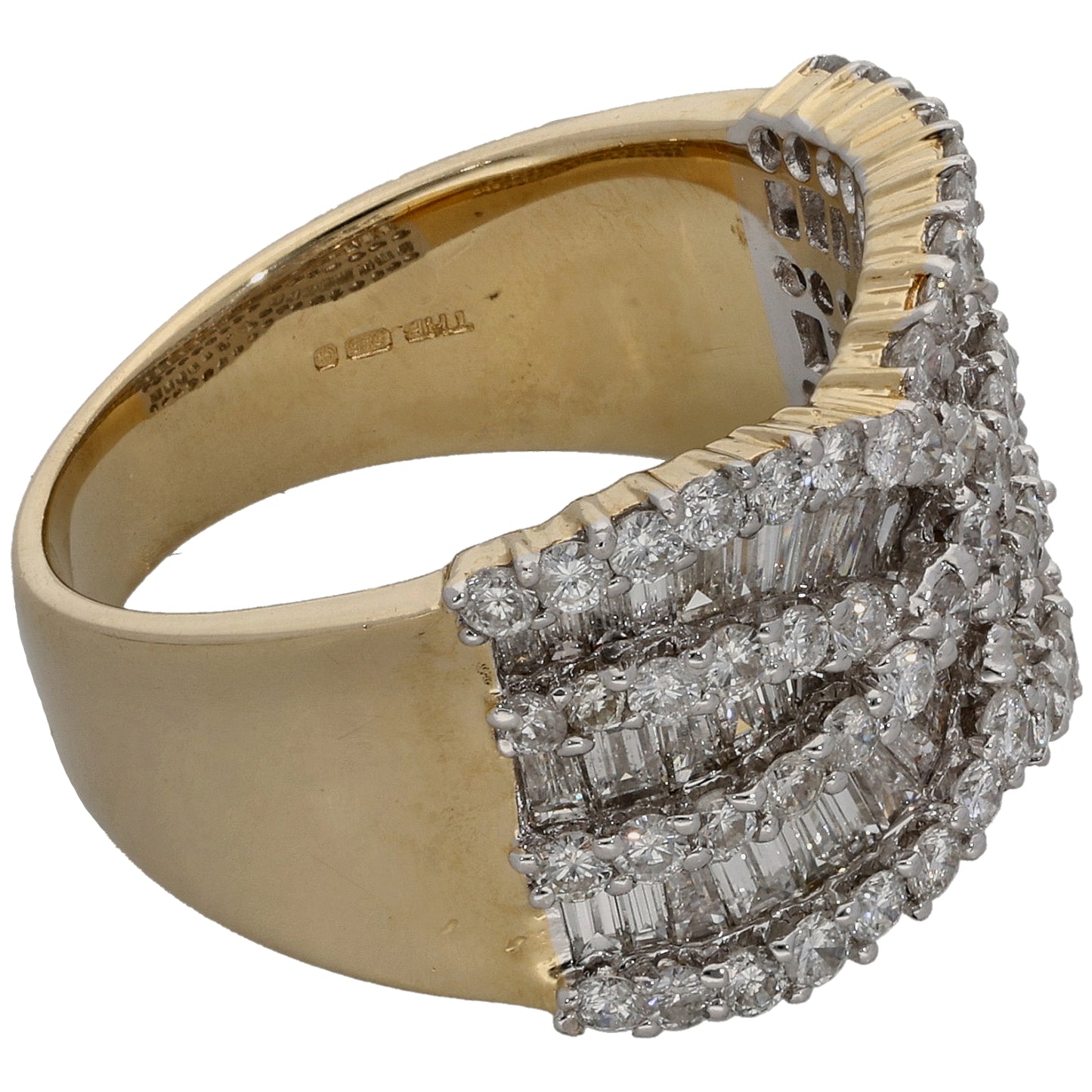 14ct Gold 2.04ct Diamond Dress/Cocktail Ring Size N
